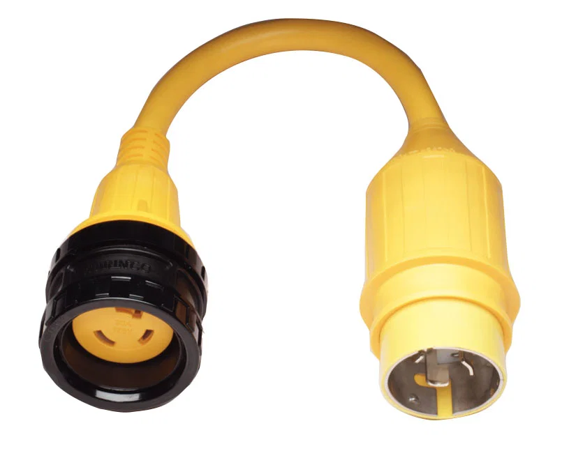 110A – MARINCO Power Cord Adapter, For Providing 30 Amp Female Locking Connector To Boat Side From 50 Amp Male Lockin...